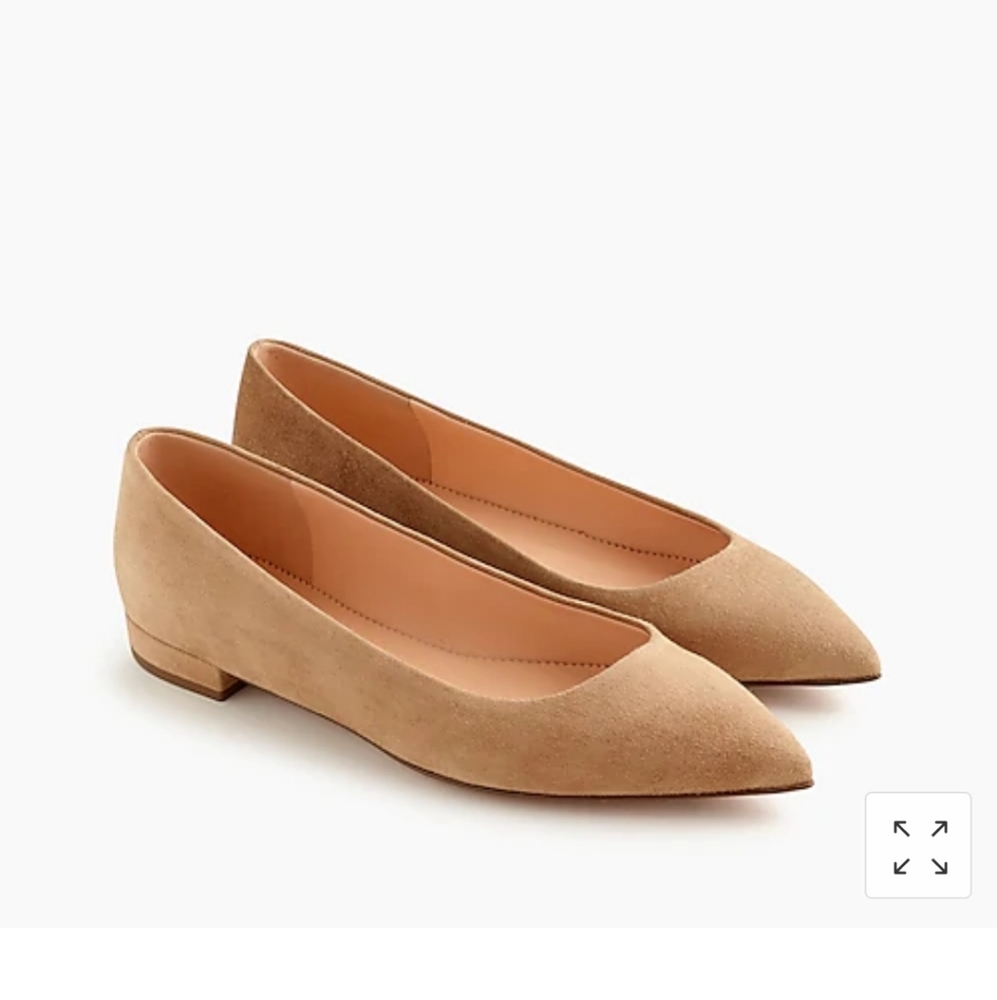 NWT! J. Crew pointed toe ballet flats in tan